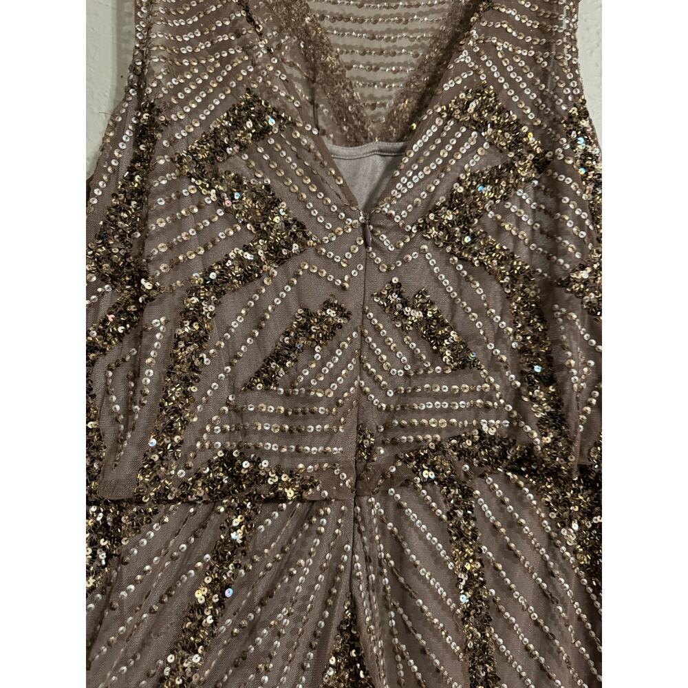 Aidan Mattox Beaded Evening Gown Chocolate Brown Size 14 - Picture 2 of 9